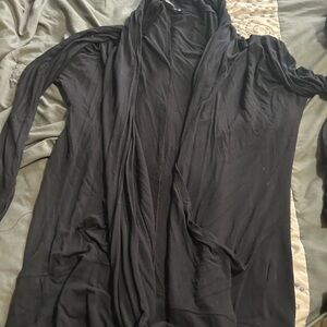 Prana Women's Elegant Black open front Cardigan. Super soft. Pockets.